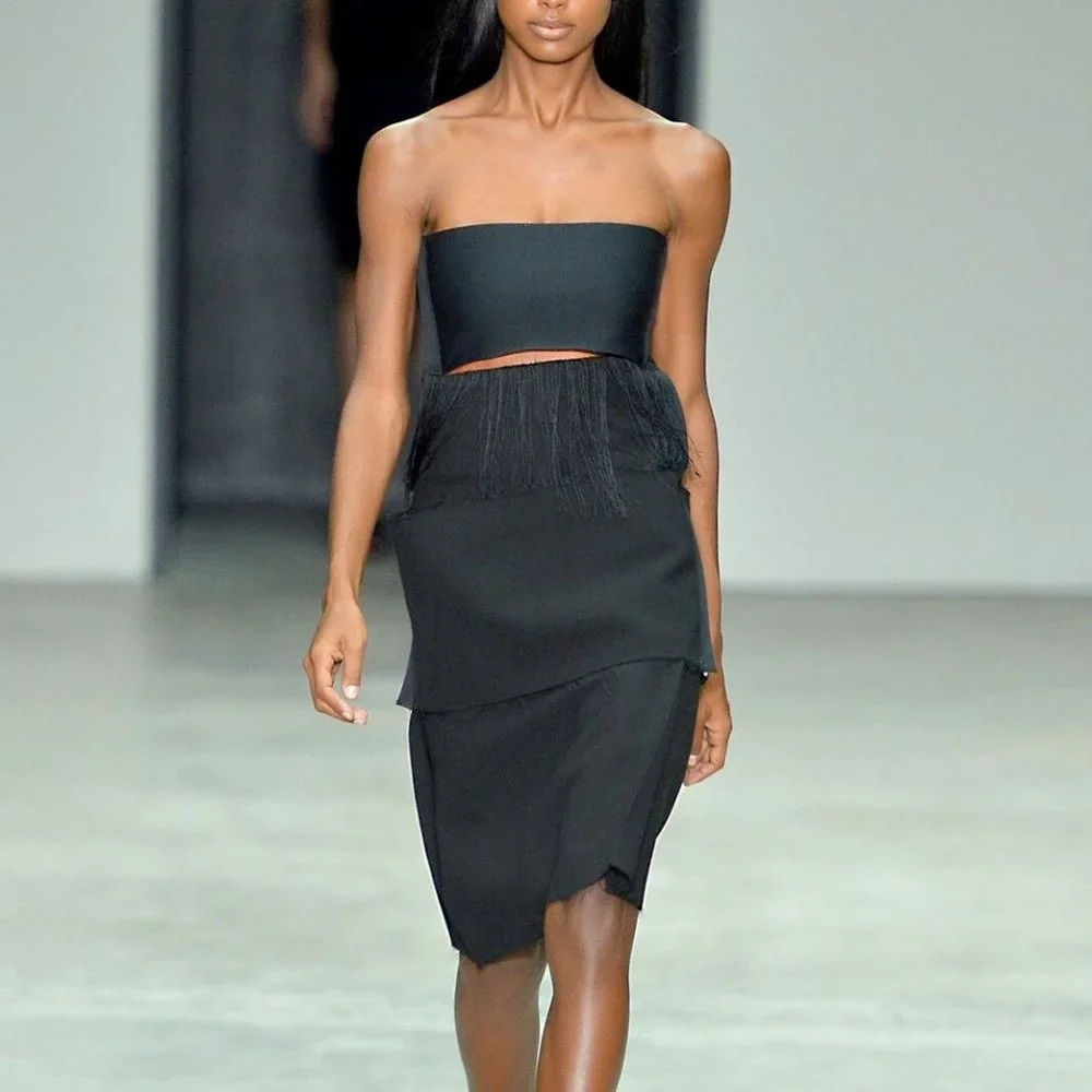 $3K CK COLLECTION Fringe Slit Top/ Mini Dress Boxy - Picture 3 of 10